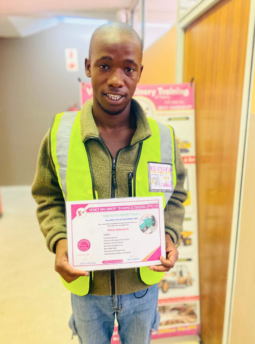 Excavator training student certificate South Africa